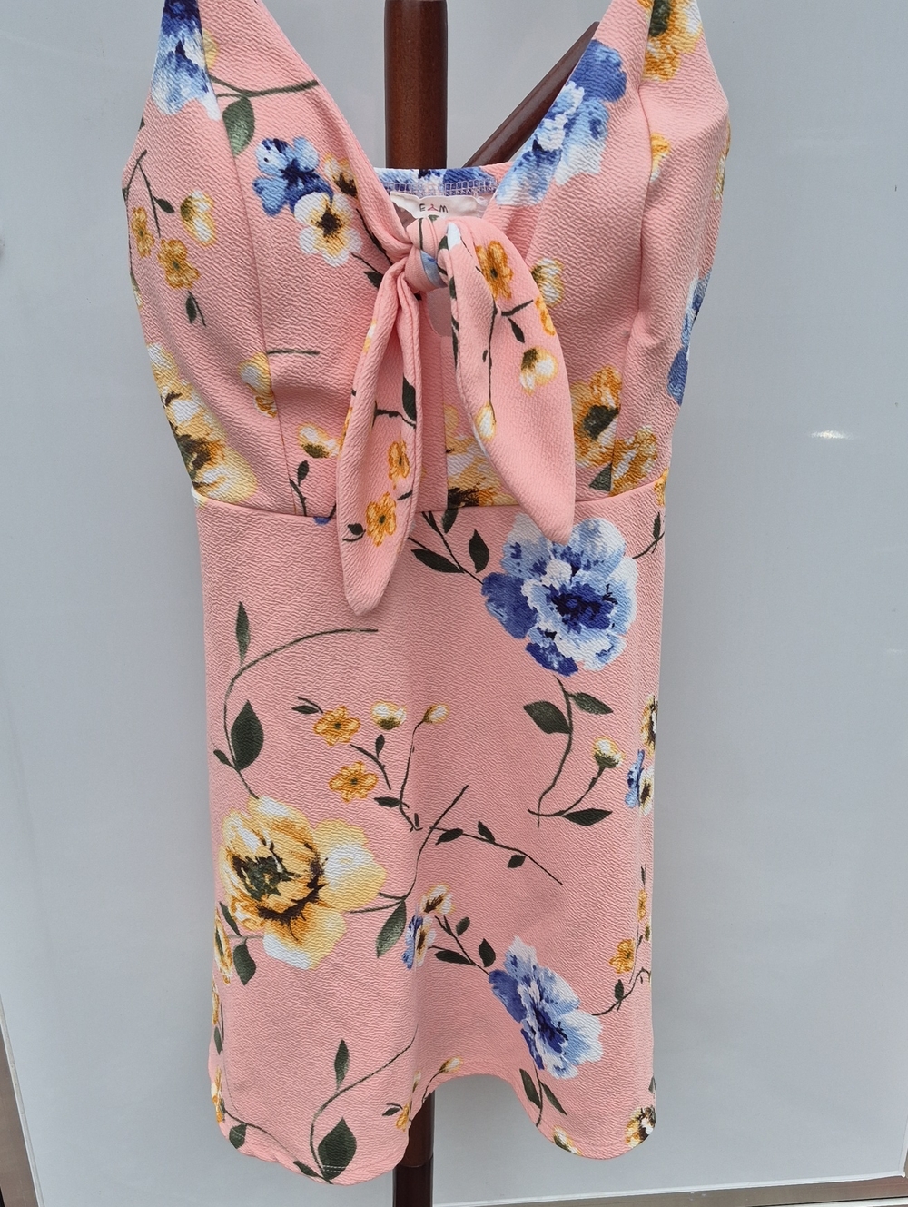 Blush Pink Floral Tie-Front Mini Dress